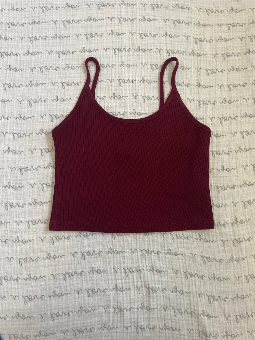 TOPSHOP Ribbed Spaghetti-Strap Cropped Camisole - Burgundy